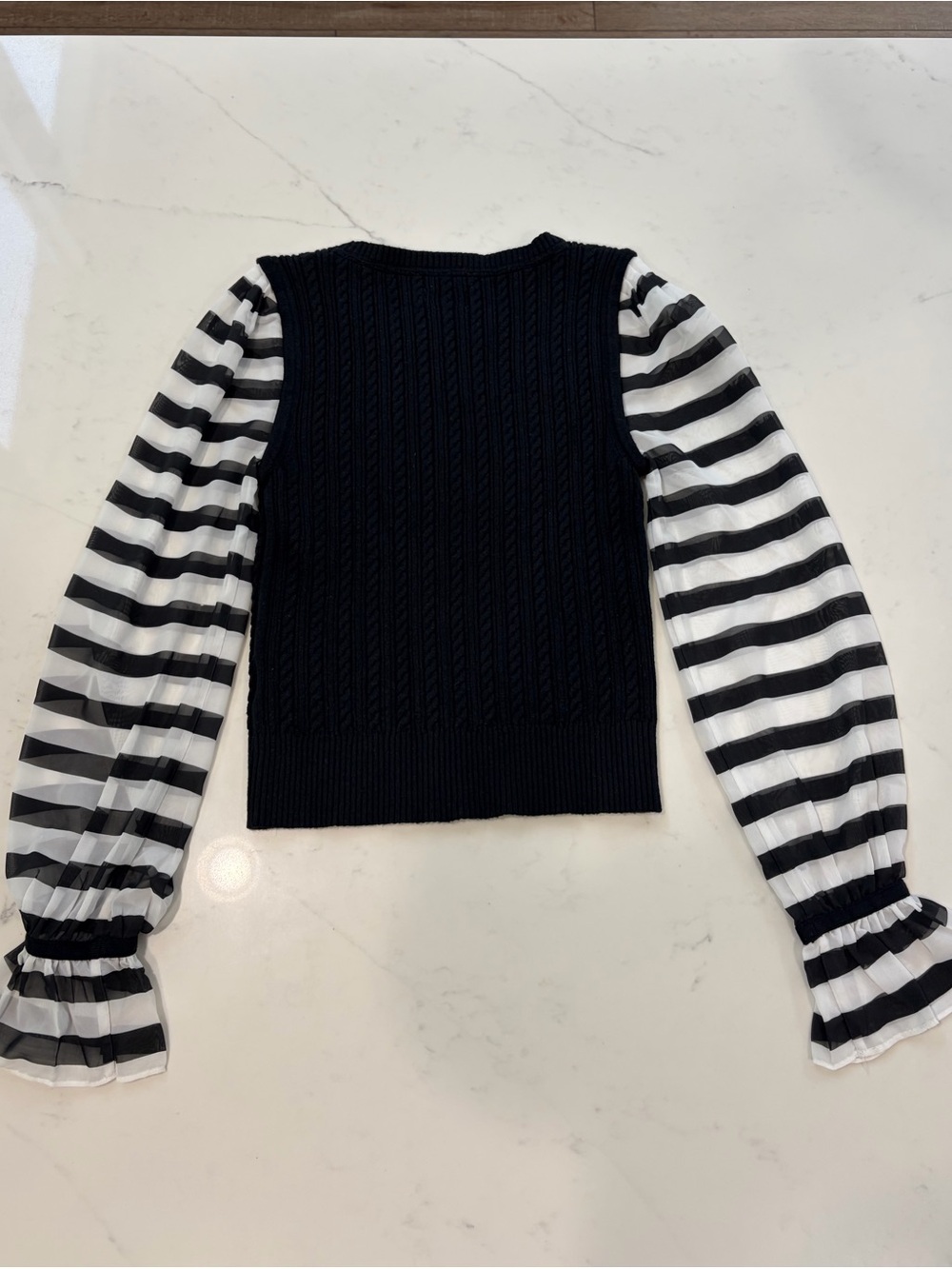 Maeve Anthropologie Cable Knit Sheer Sleeve Sweater M